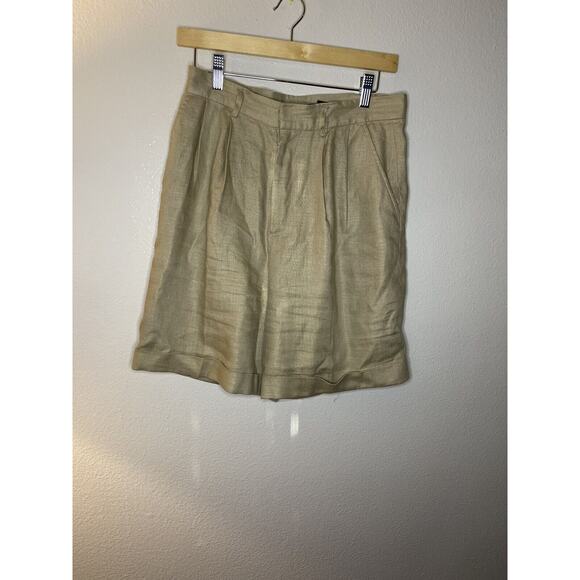 Nordstrom Classiques Women’s Tan Pleated High Waisted Size 10 Linen VTG 80s 90s - Picture 3 of 9